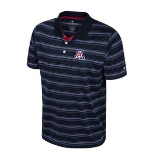 NWT NCAA Arizona Wildcats Colosseum Navy Striped Polo, Large